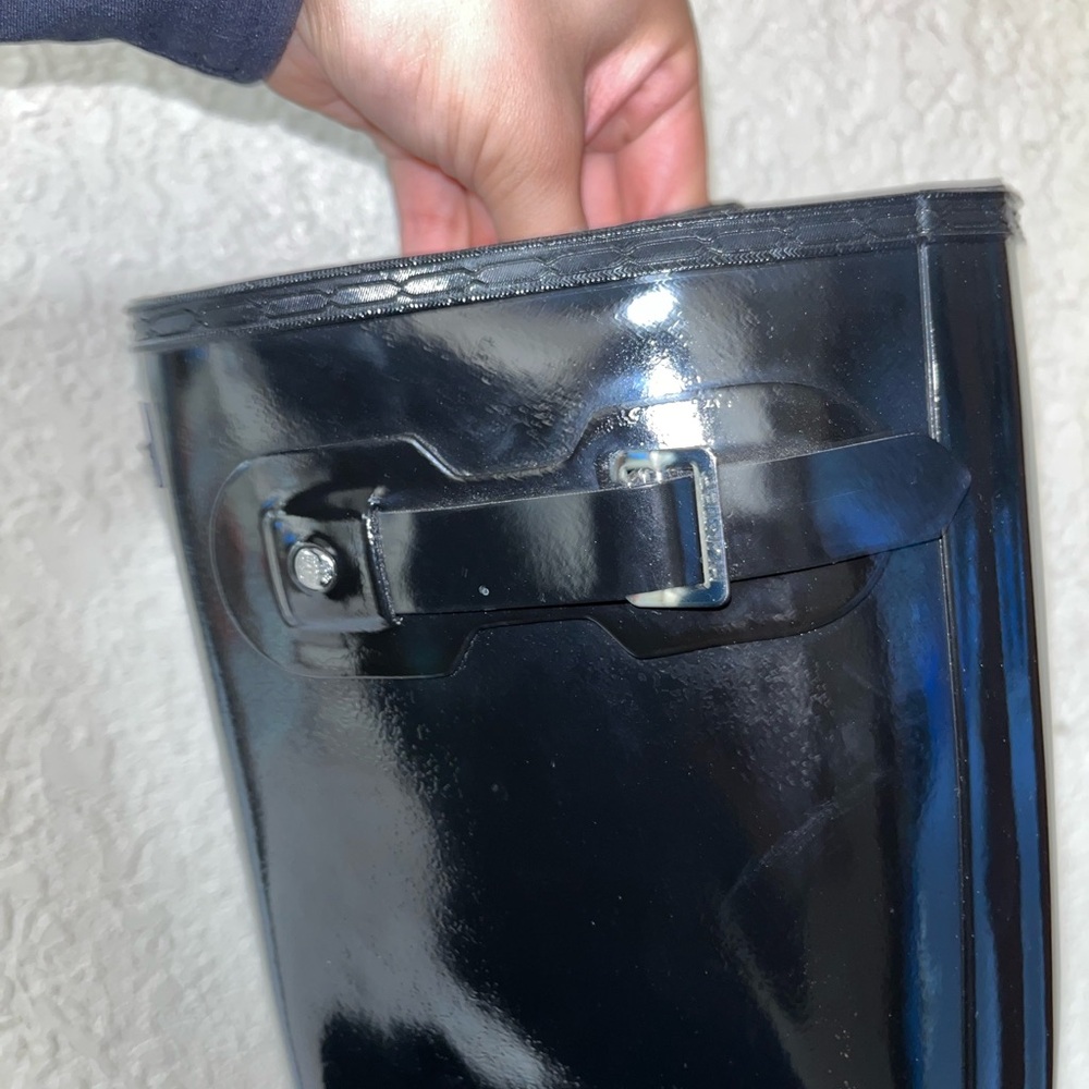 Hunter Original Tall Gloss Rain Boots Black Women’s - Picture 4 of 12